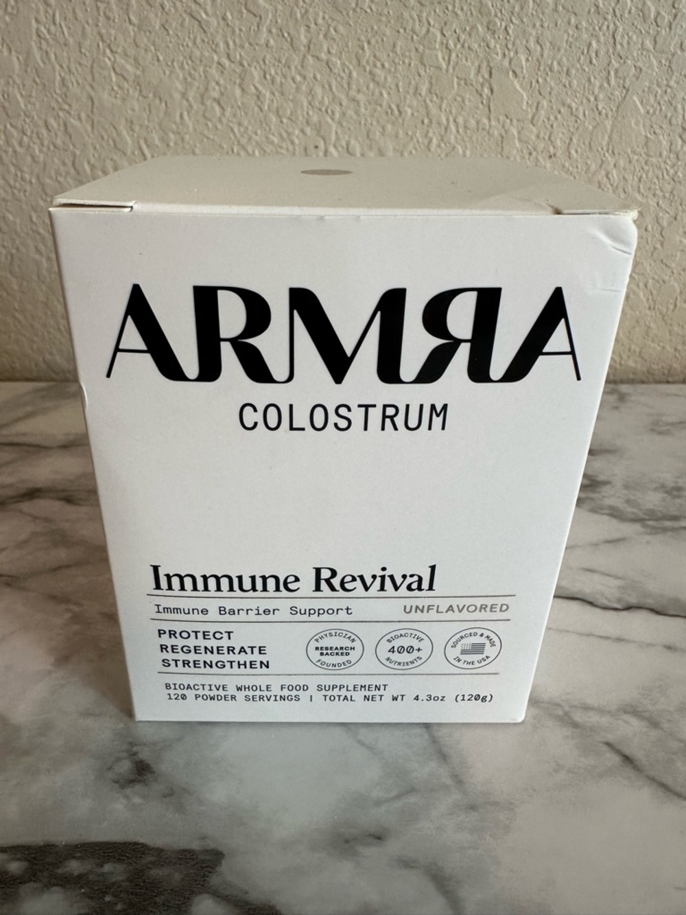 NIB - ARMRA Colostrum Immune Revival - Unflavored - 120 servings - 9/26 exp